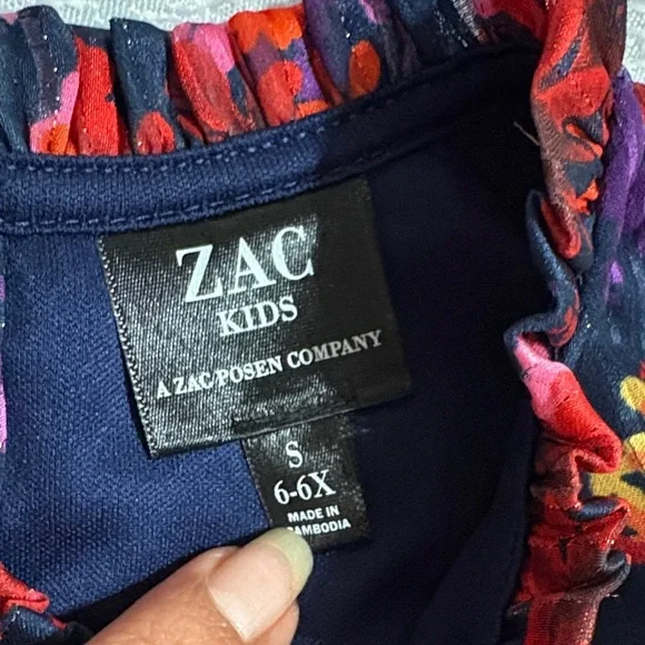 Zac Posen Kids Floral Dress in Red and Purple - Picture 3 of 7